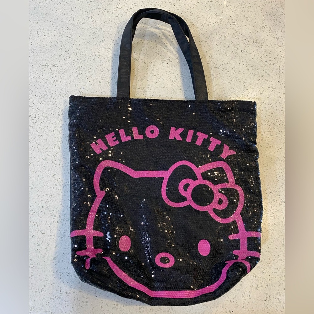 Hello Kitty Black and Pink Sequin Tote Bag